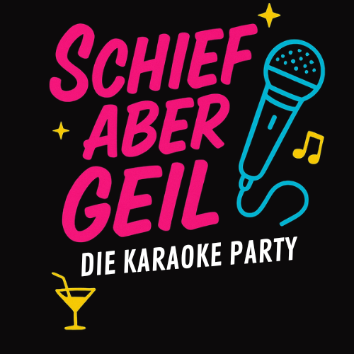 Schief aber geil Karaoke Party Logo 🎤 Logo Schief aber geil | Die beste Karaoke Party in deiner Nähe – singen, Spaß & unvergessliche Momente 🎤🥳
